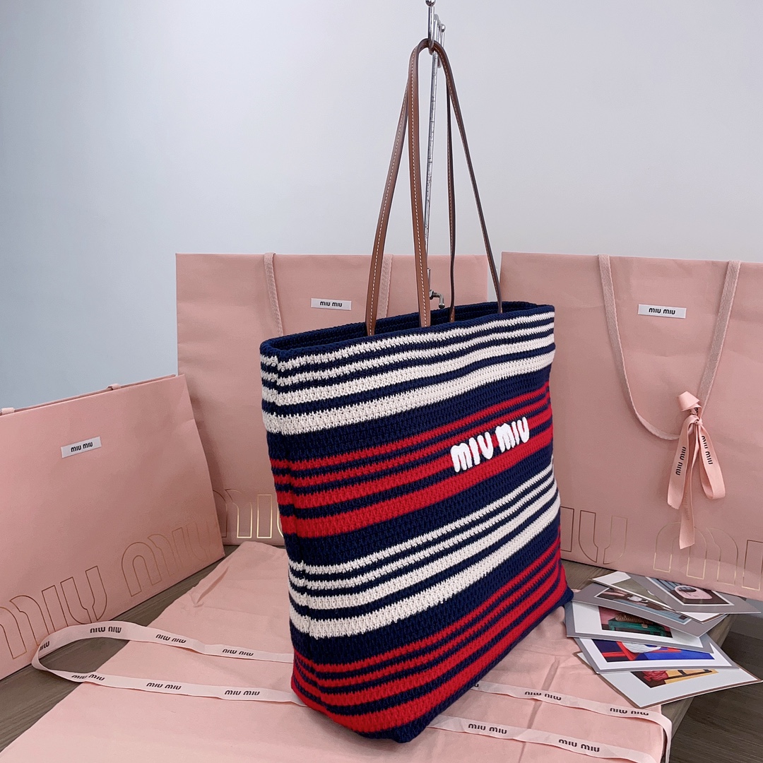 [TOP] Miu Miu Woven Tote Bag 40X34X16CM