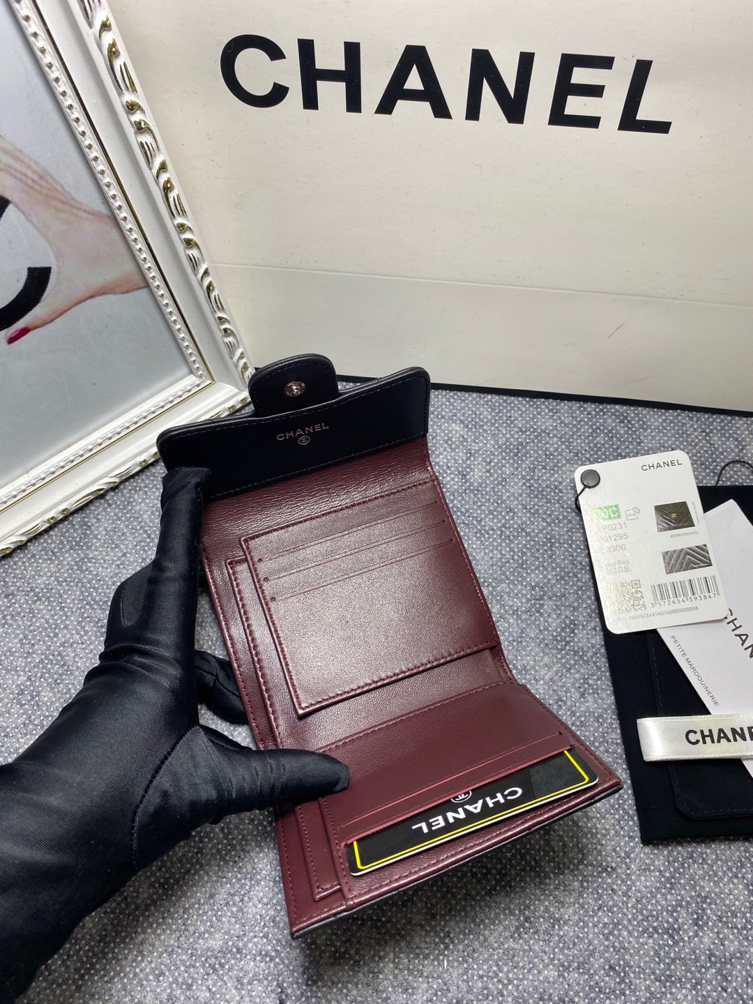 [TOP] CHANEL Wallet Lambskin 12*10*3.5cm - Black