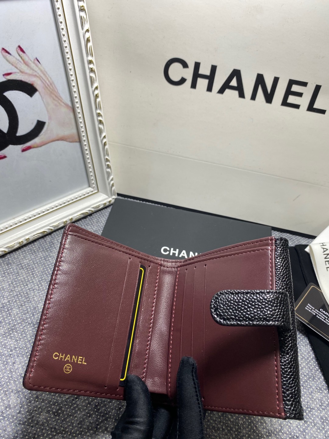 [TOP] CHANEL Wallet Cowhide 11*10*3cm - Black