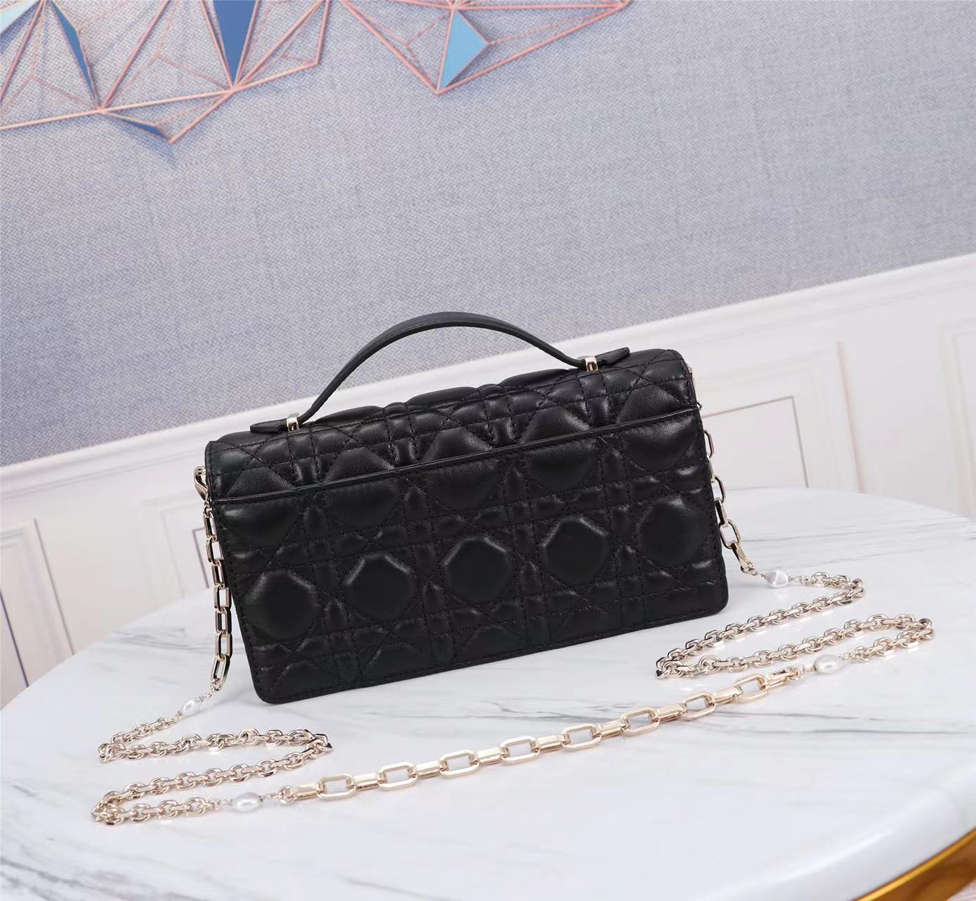 [TOP] Christian Dior Lady Christian Dior Phone Pouch Bag 21 x 11.5 x 4.5 cm - Black - 711 Luxury