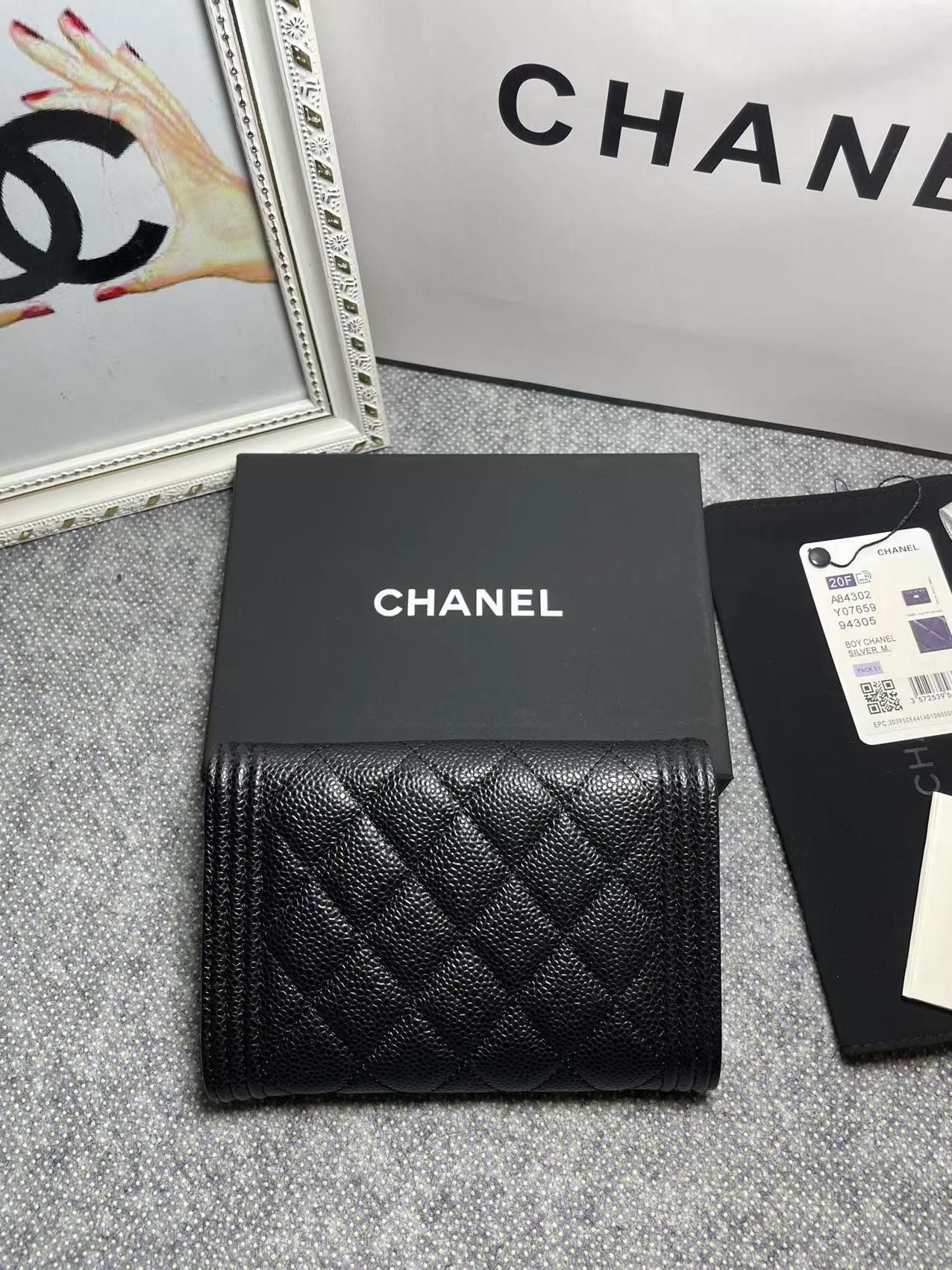 [TOP] CHANEL Le Boy Wallet Cowhide 10.5*15*3cm - Black