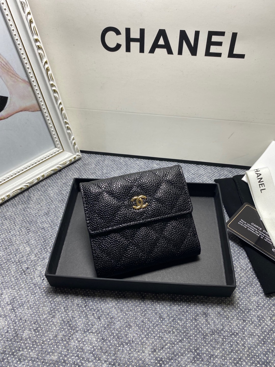 [TOP] CHANEL Wallet Cowhide 11*10*3cm - Black