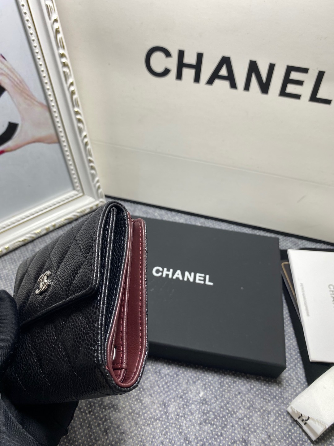 [TOP] CHANEL Wallet Cowhide 11*10*3cm - Black