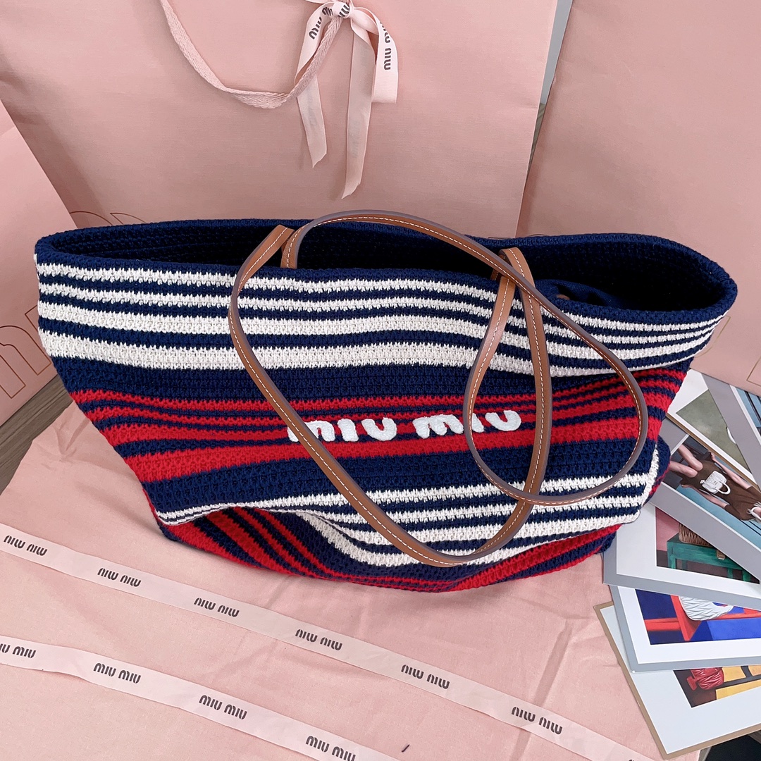 [TOP] Miu Miu Woven Tote Bag 40X34X16CM