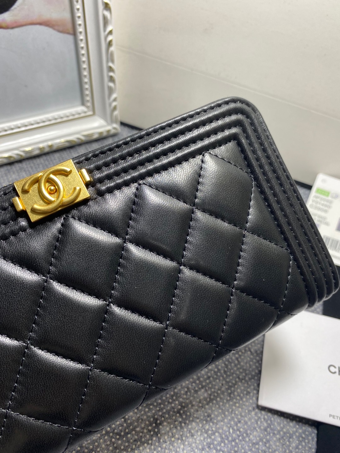 [TOP] CHANEL Le Boy Wallet Lambskin 10.5*19.*3cm - Black