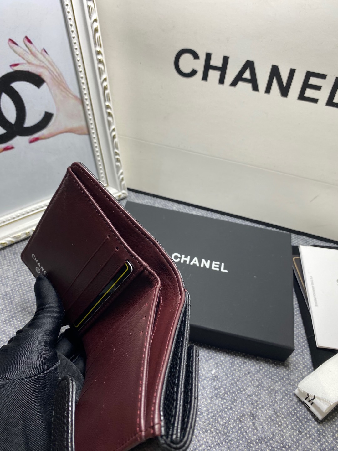 [TOP] CHANEL Wallet Cowhide 11*10*3cm - Black