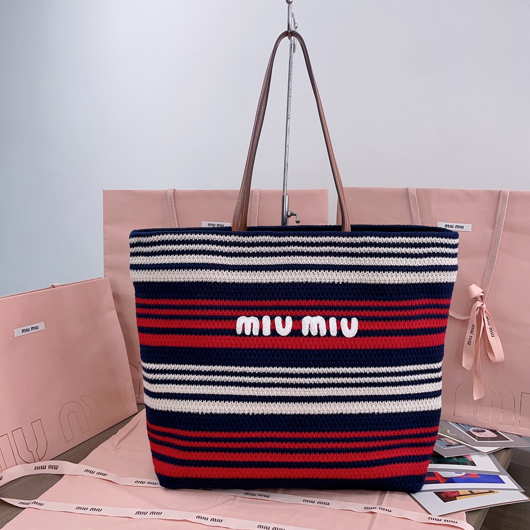 [TOP] Miu Miu Woven Tote Bag 40X34X16CM