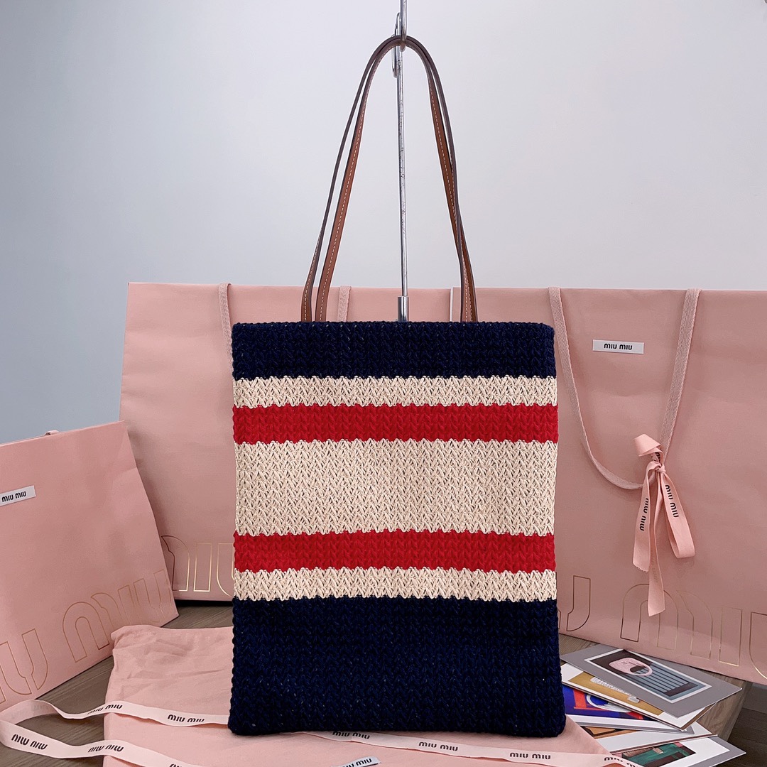[TOP] Miu Miu Woven Tote Bag 30X38CM