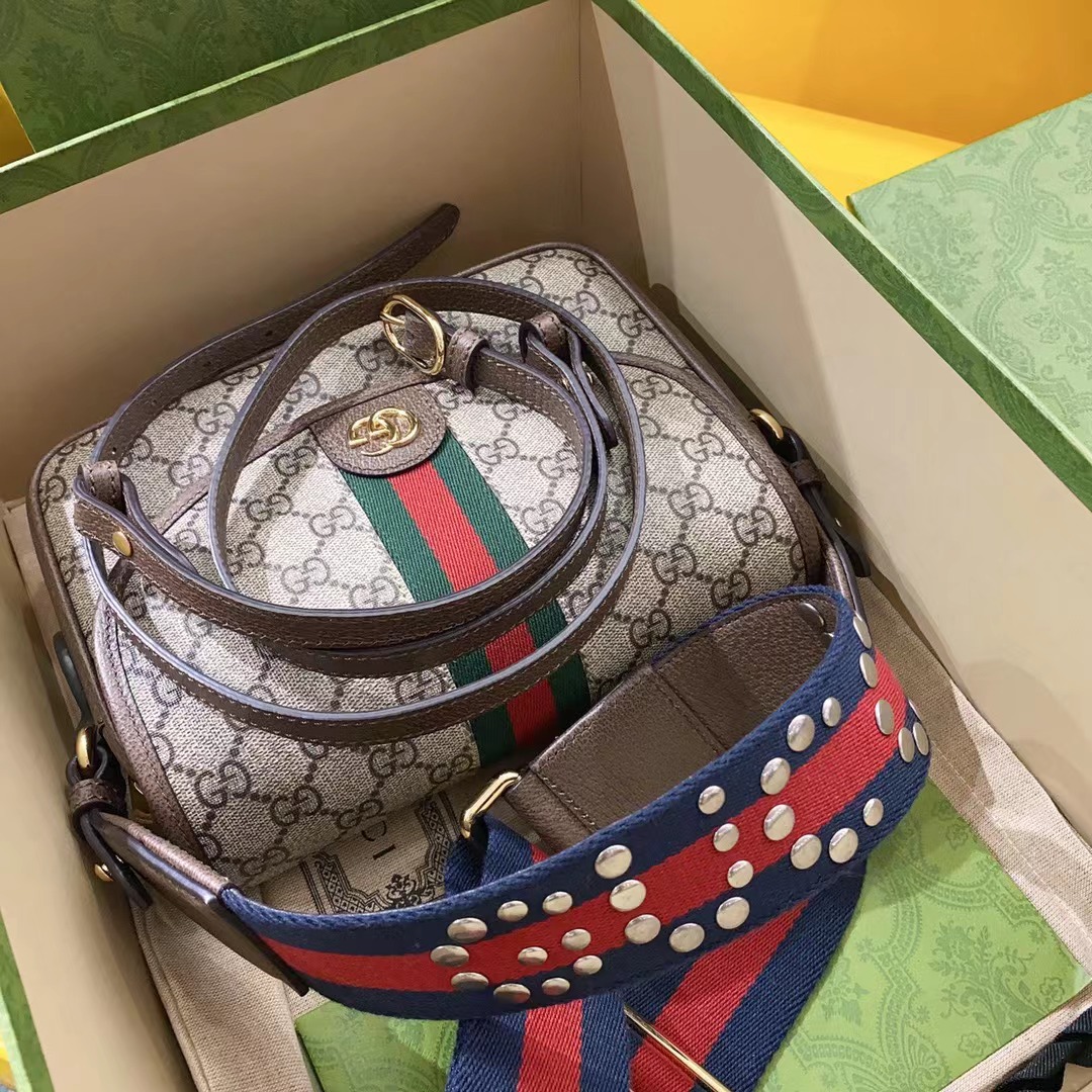 [TOP] GUCCI Ophidia Series GG Small Bag 23x17x7cm - Brown
