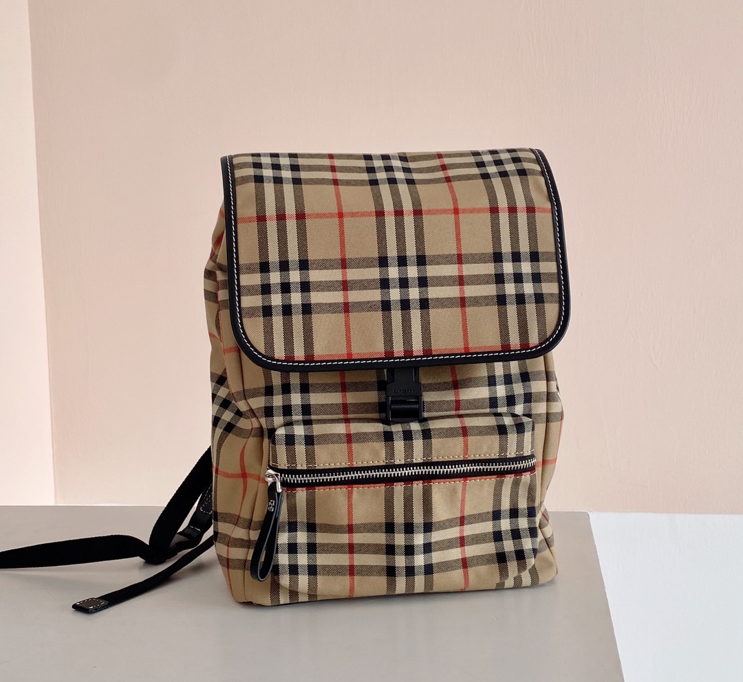 [TOP] BURBERRY Cotton Backpack 31×23.5×12 cm-  Beige