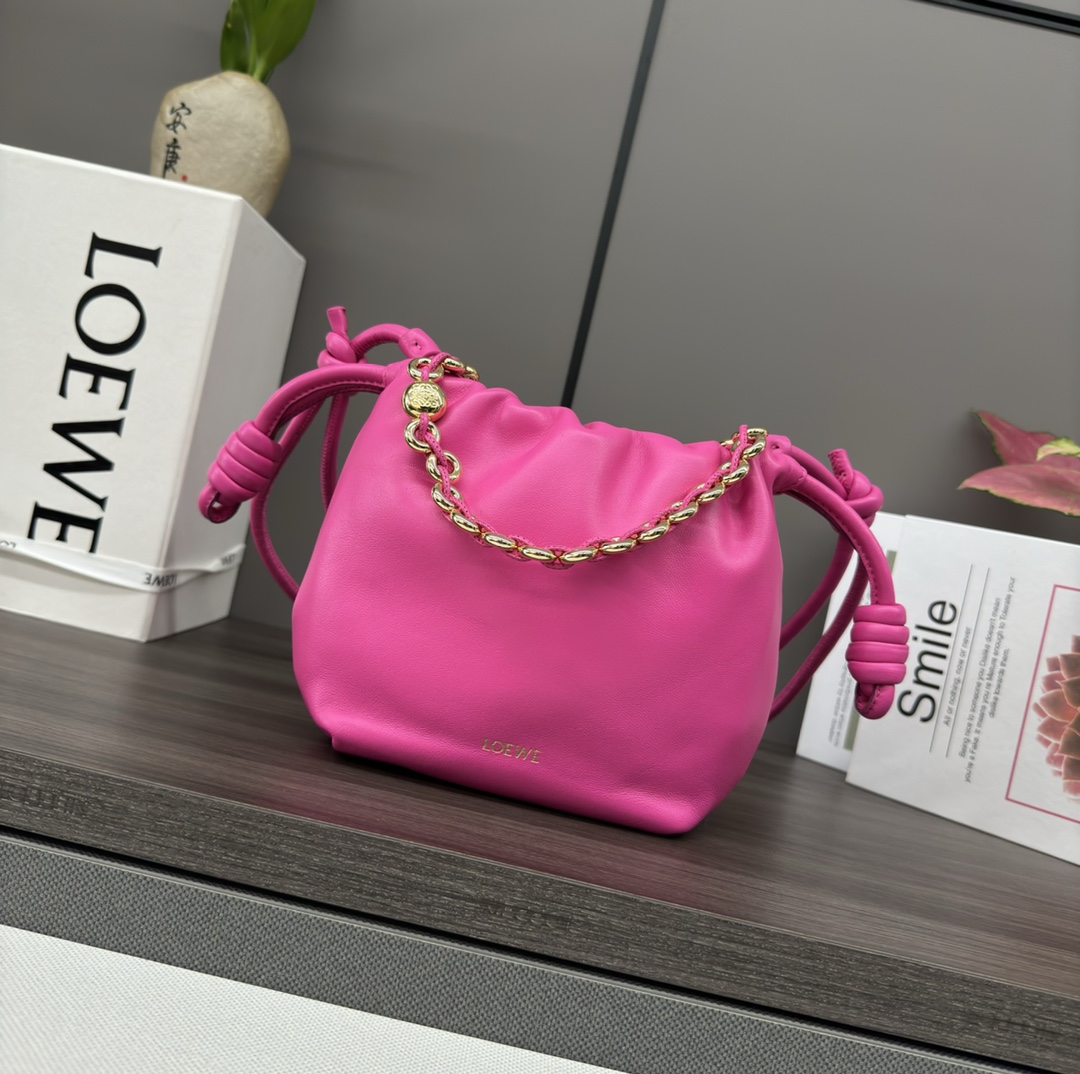 [TOP] LOEWE Sheepskin Flamenco Bags 23×17×5.5 CM/30×10.5×20 CM -Rose Red