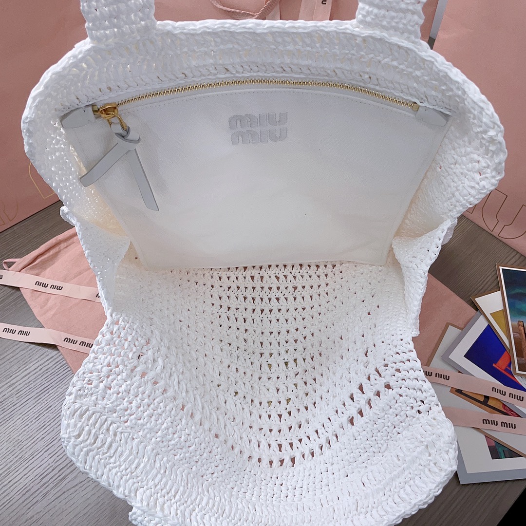 [TOP] Miu Miu Summer Tote Woven Bag 38.5X 40 X10cm - 3 Colour