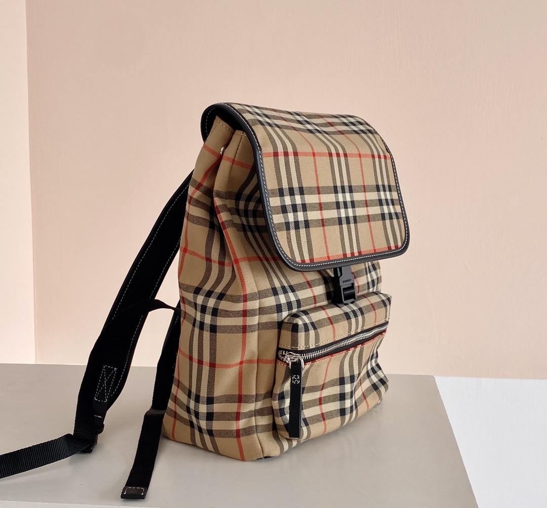 [TOP] BURBERRY Cotton Backpack 31×23.5×12 cm-  Beige
