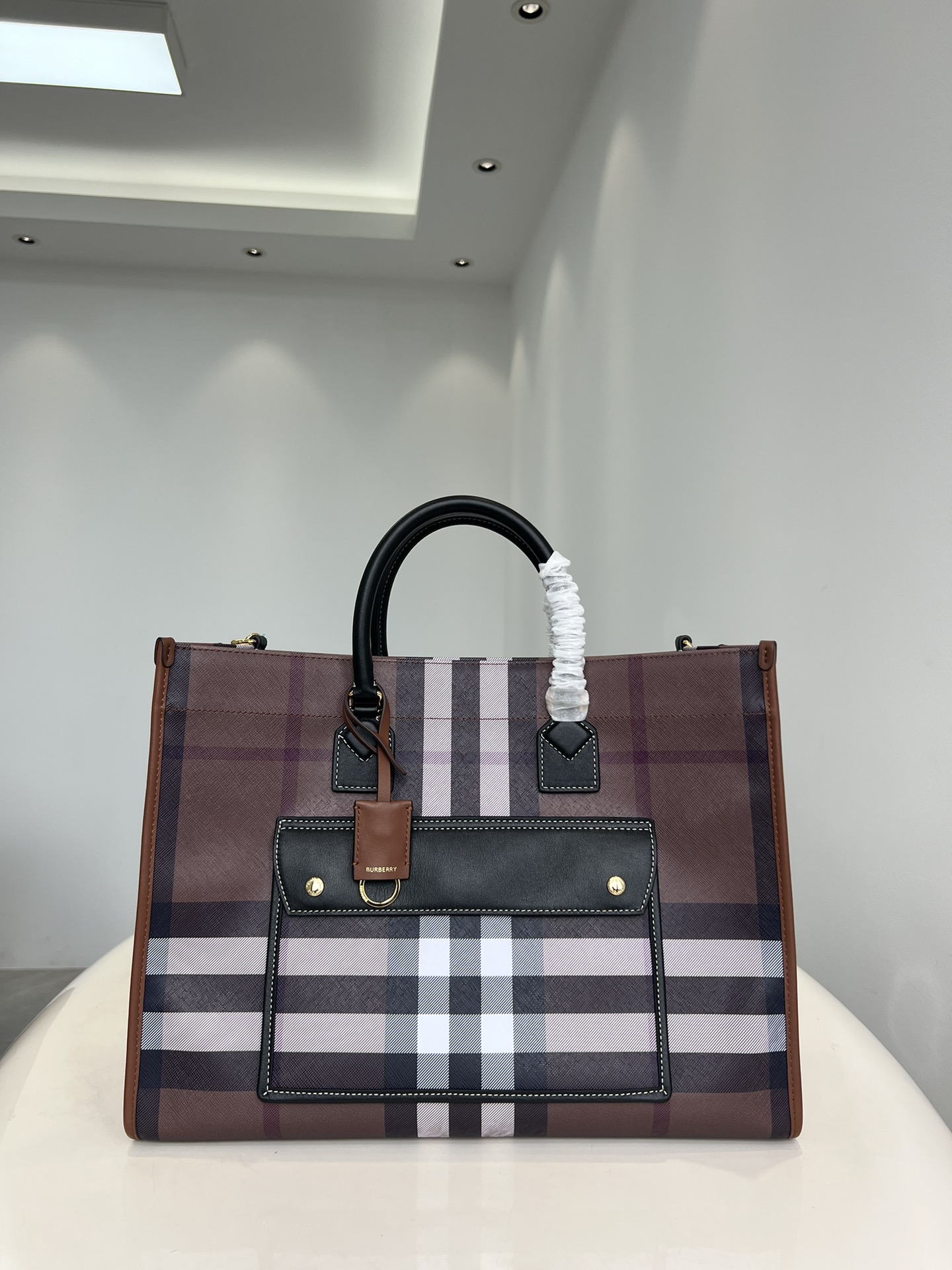 [TOP] BURBERRY  Freya Tote Bag 29x17x25cm - Dark Birch Brown