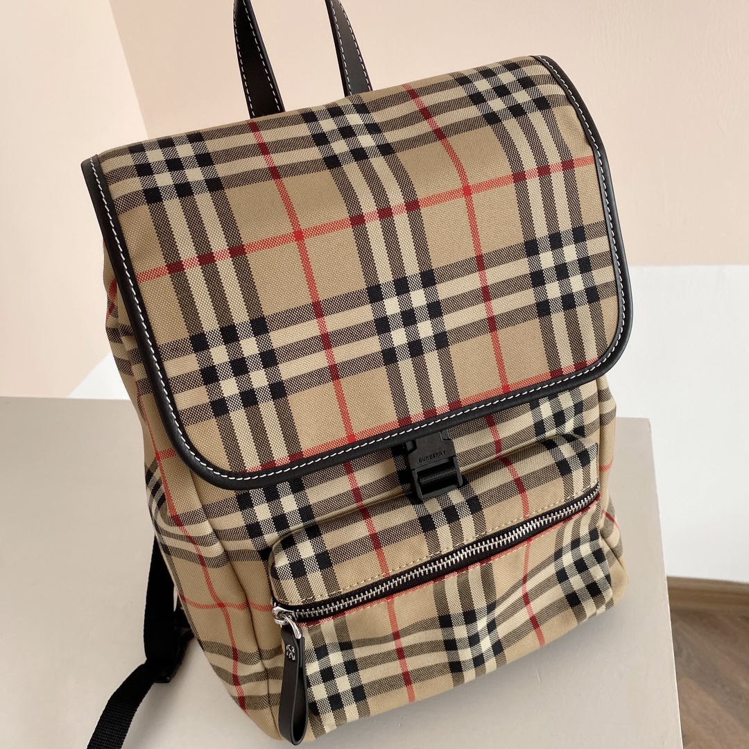 [TOP] BURBERRY Cotton Backpack 31×23.5×12 cm-  Beige