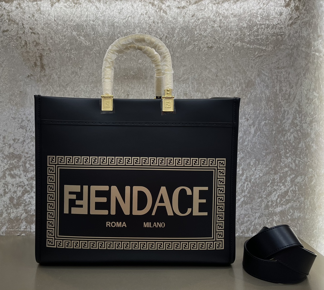 [TOP] FENDI x VERSACE Sunshine Bag 35x17x31cm - Black