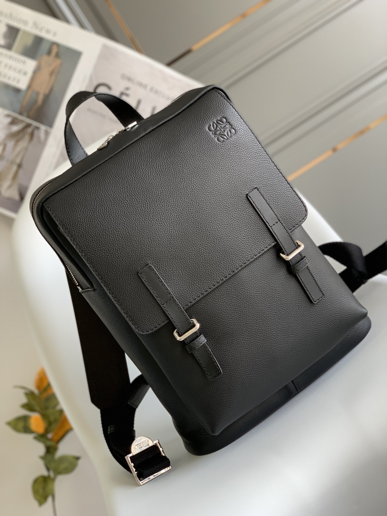 [TOP] LOEWE Military Backpack Calfskin 39×28.5×11 cm - Black