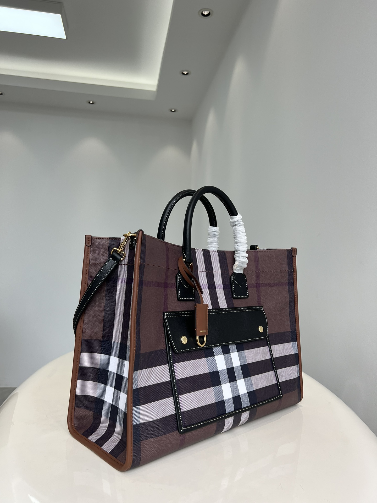 [TOP] BURBERRY  Freya Tote Bag 29x17x25cm - Dark Birch Brown
