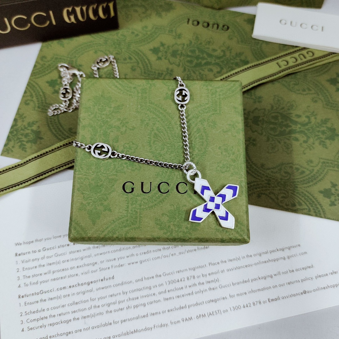 [TOP] GUCCI Enamel Necklace