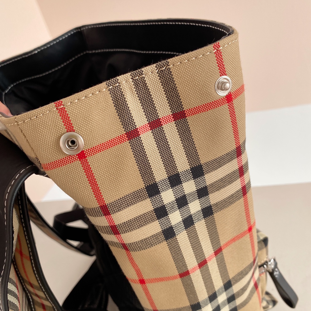 [TOP] BURBERRY Cotton Backpack 31×23.5×12 cm-  Beige