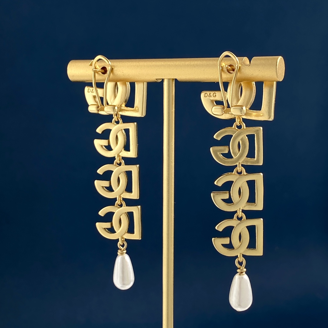 [TOP] Dolce & Gabbana D&G Earrings-Gold