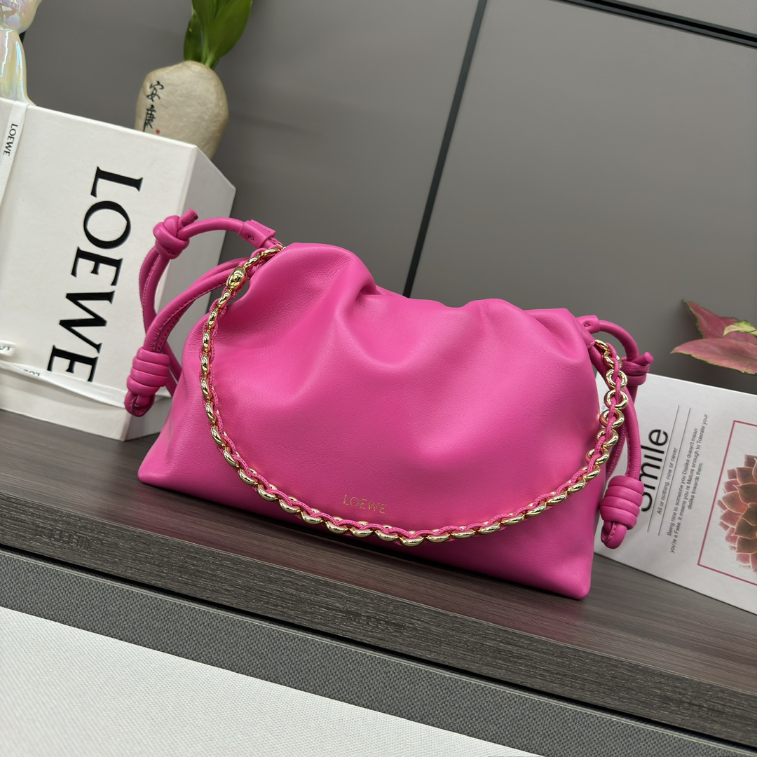[TOP] LOEWE Sheepskin Flamenco Bags 23×17×5.5 CM/30×10.5×20 CM -Rose Red
