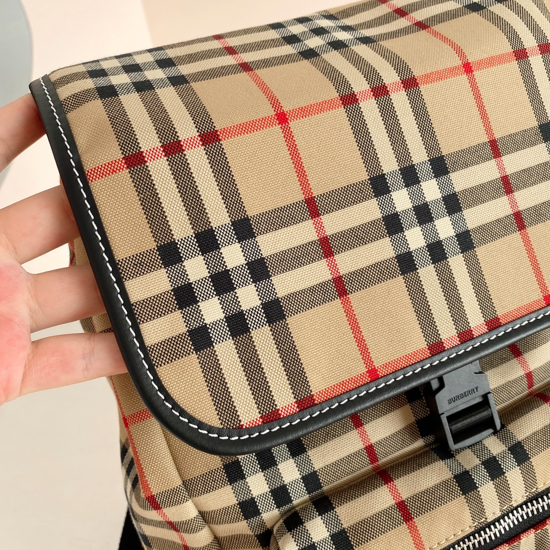 [TOP] BURBERRY Cotton Backpack 31×23.5×12 cm-  Beige