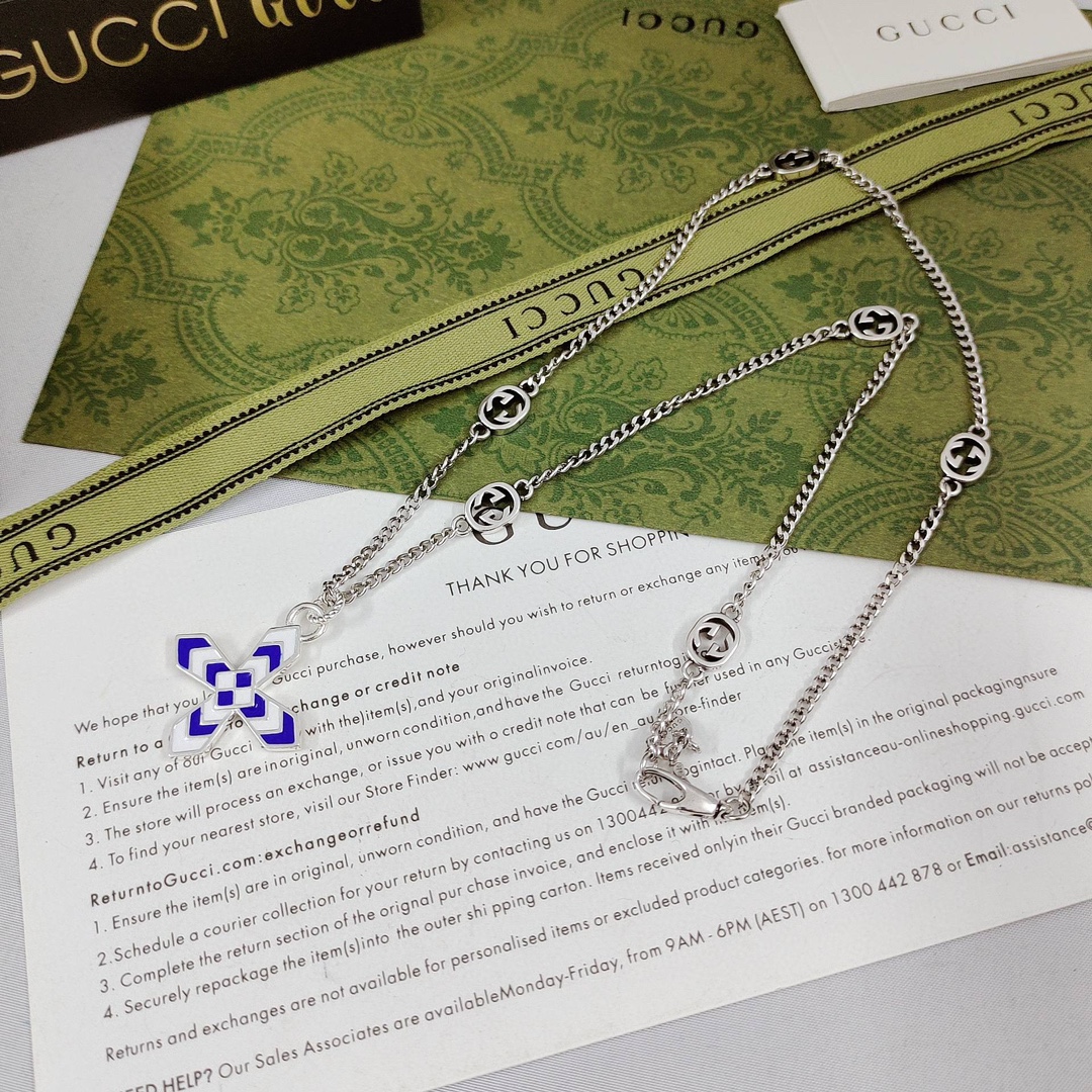 [TOP] GUCCI Enamel Necklace