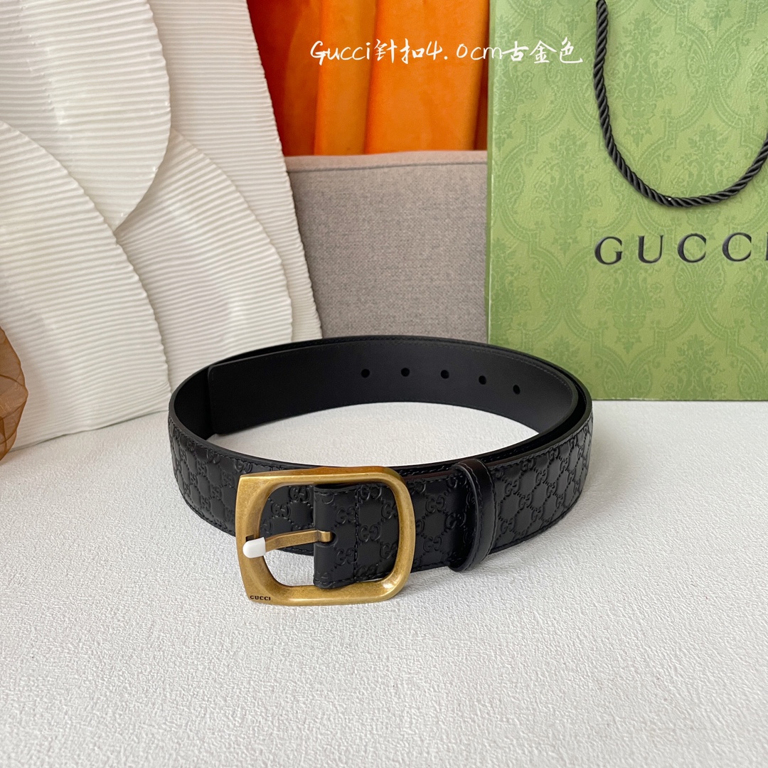 [TOP] GUCCI Classic Calf Leather Beltt
