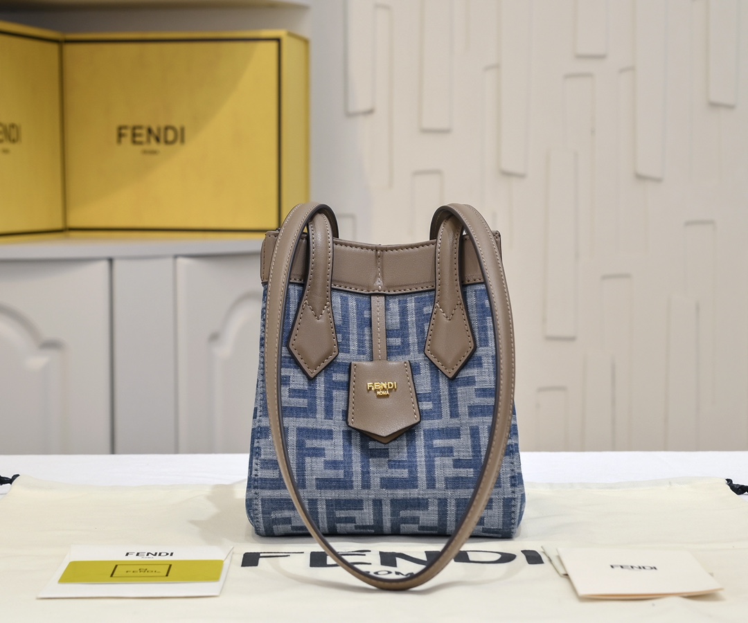 [TOP] FENDI Origami FF Bag 15x15x19cm/27x27x15cm - Denim