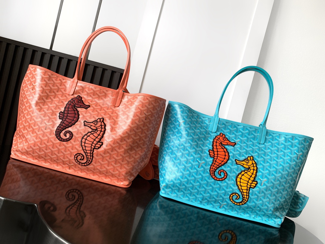 [TOP] Goyard Anjou PM Seahorse Embroidery Tote Bag 28 x 15 x 47 cm- 2 Colors