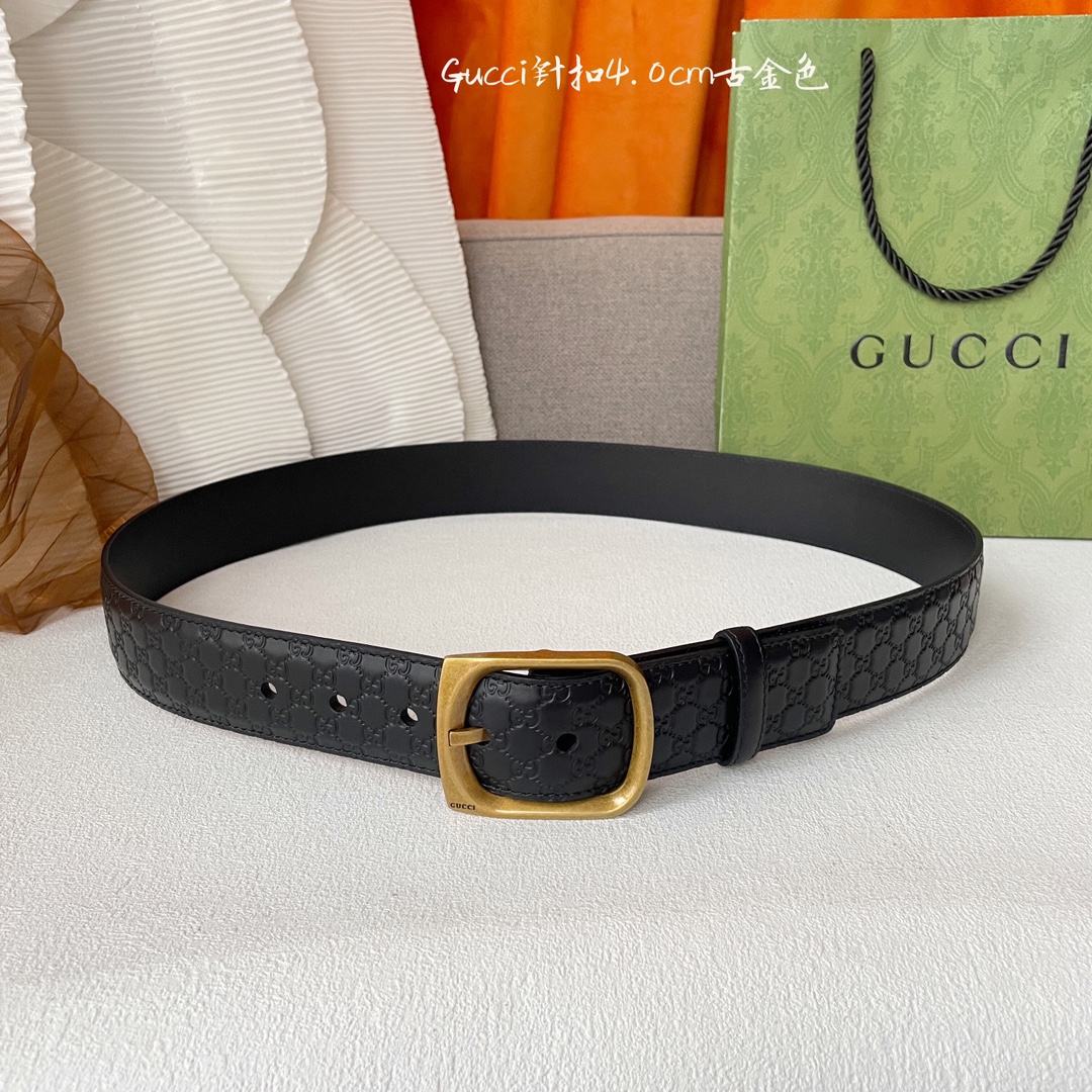 [TOP] GUCCI Classic Calf Leather Beltt