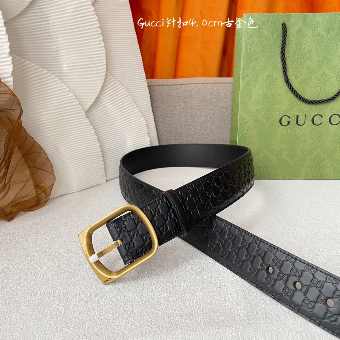 [TOP] GUCCI Classic Calf Leather Beltt