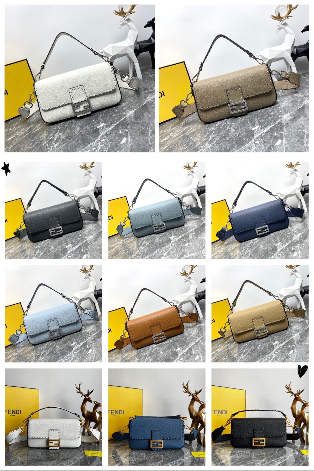 [TOP] FENDI Hand-sewn Cowhide Baguette Bag 27x6x15cm - 11 Color
