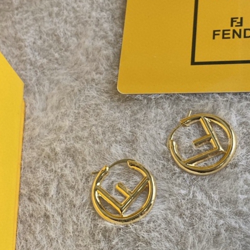 [TOP] FENDI Logo Earrings-Gold