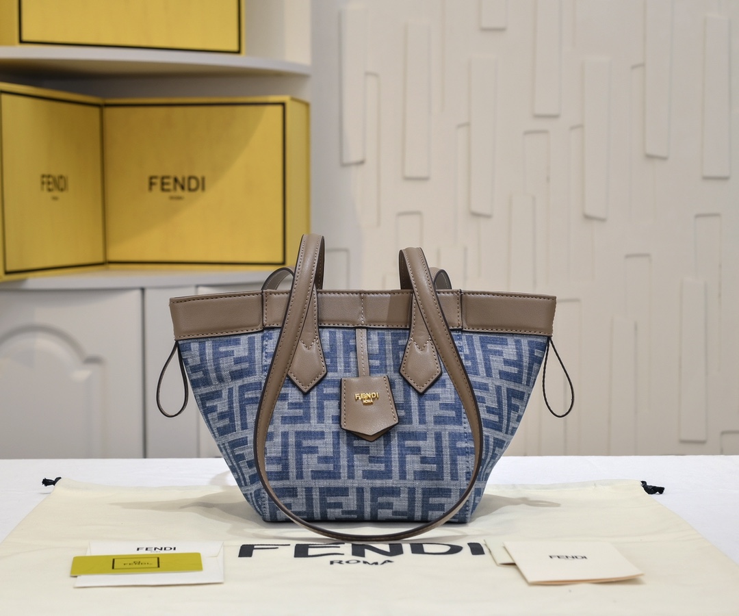 [TOP] FENDI Origami FF Bag 15x15x19cm/27x27x15cm - Denim