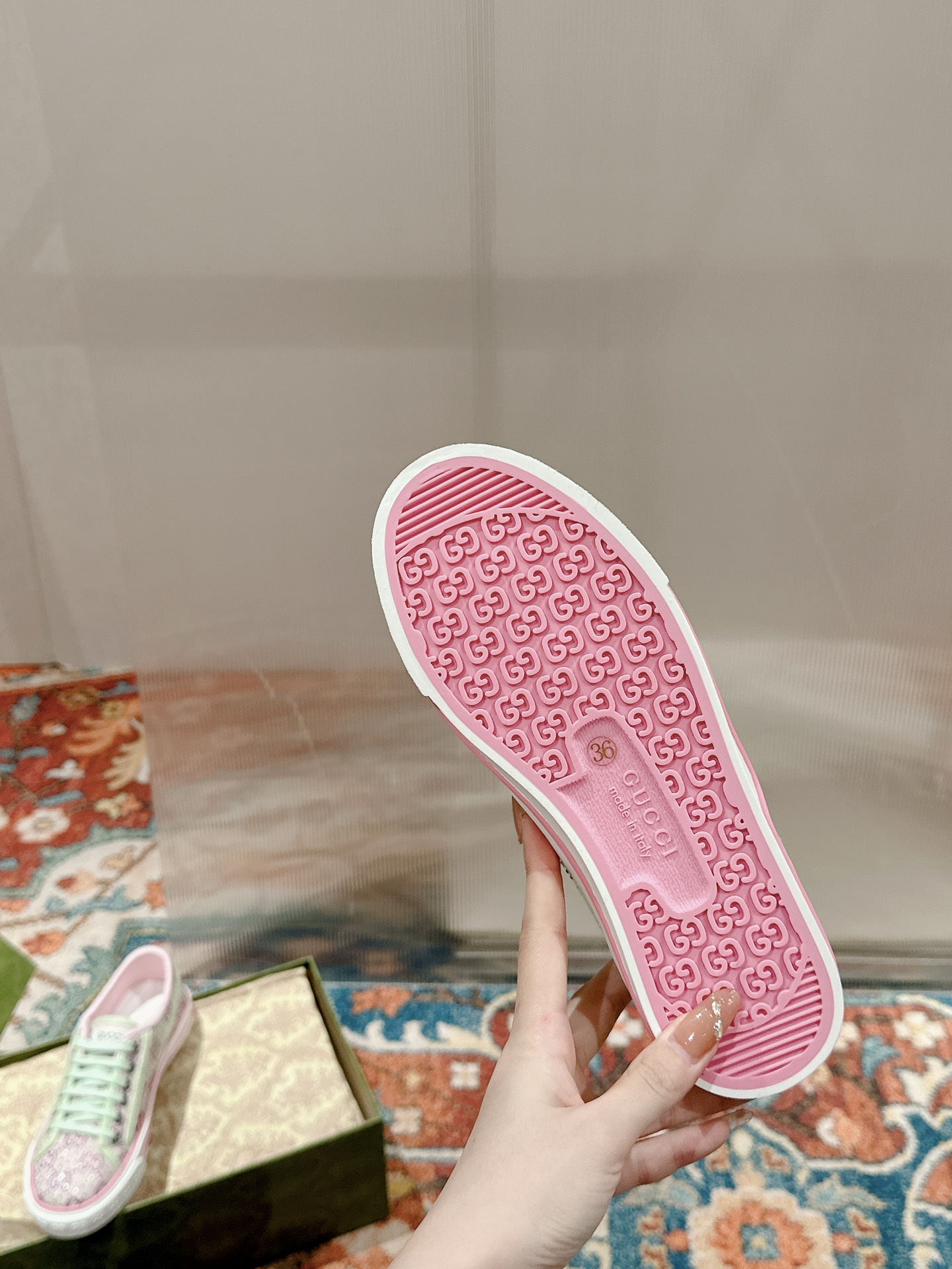 [TOP] GUCCI Tennis 1977 × Disney GG Canvas Shoes - Pink