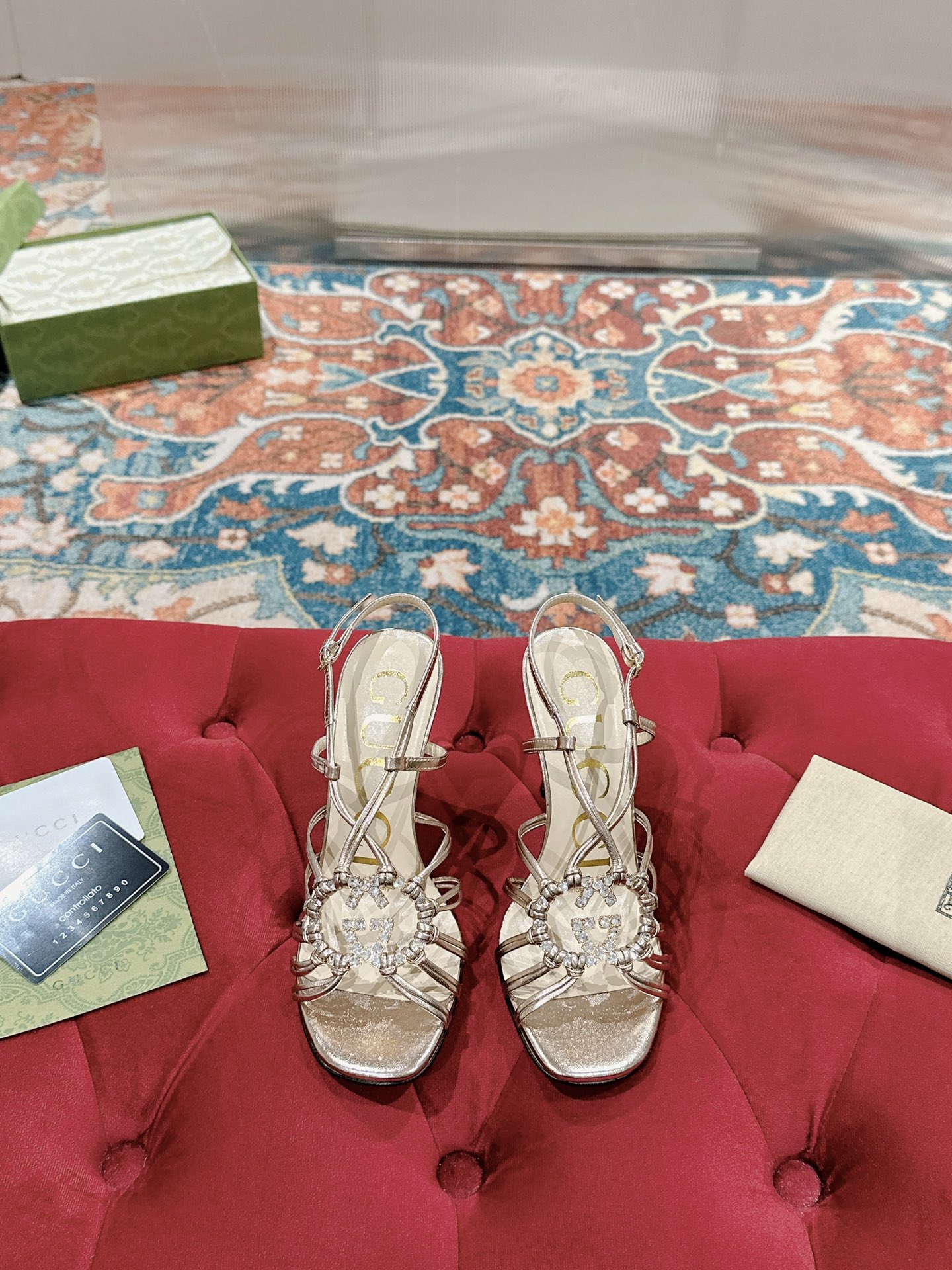 [TOP] GUCCI GG Crystal-embellished Pumps - Champagne