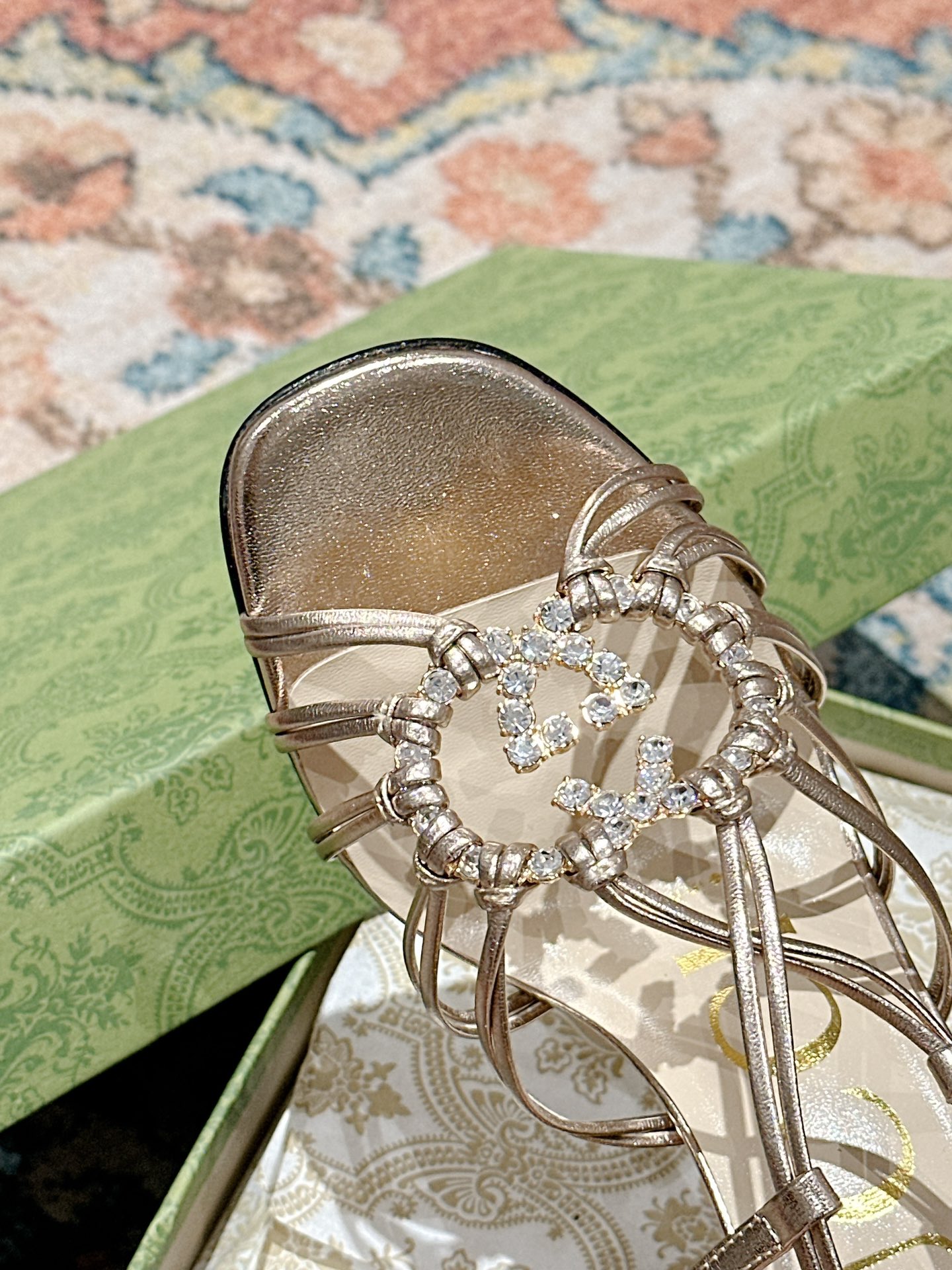 [TOP] GUCCI GG Crystal-embellished Pumps - Champagne