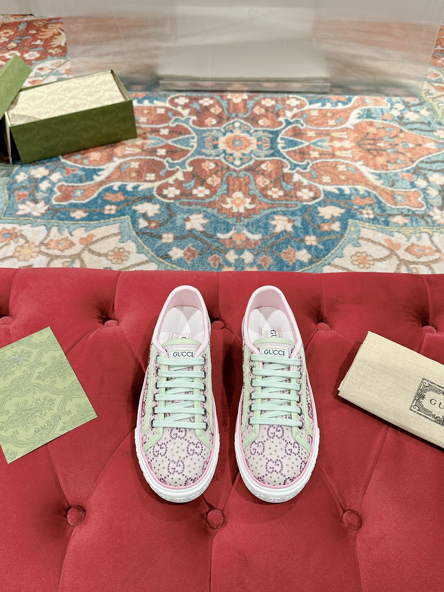 [TOP] GUCCI Tennis 1977 × Disney GG Canvas Shoes - Pink