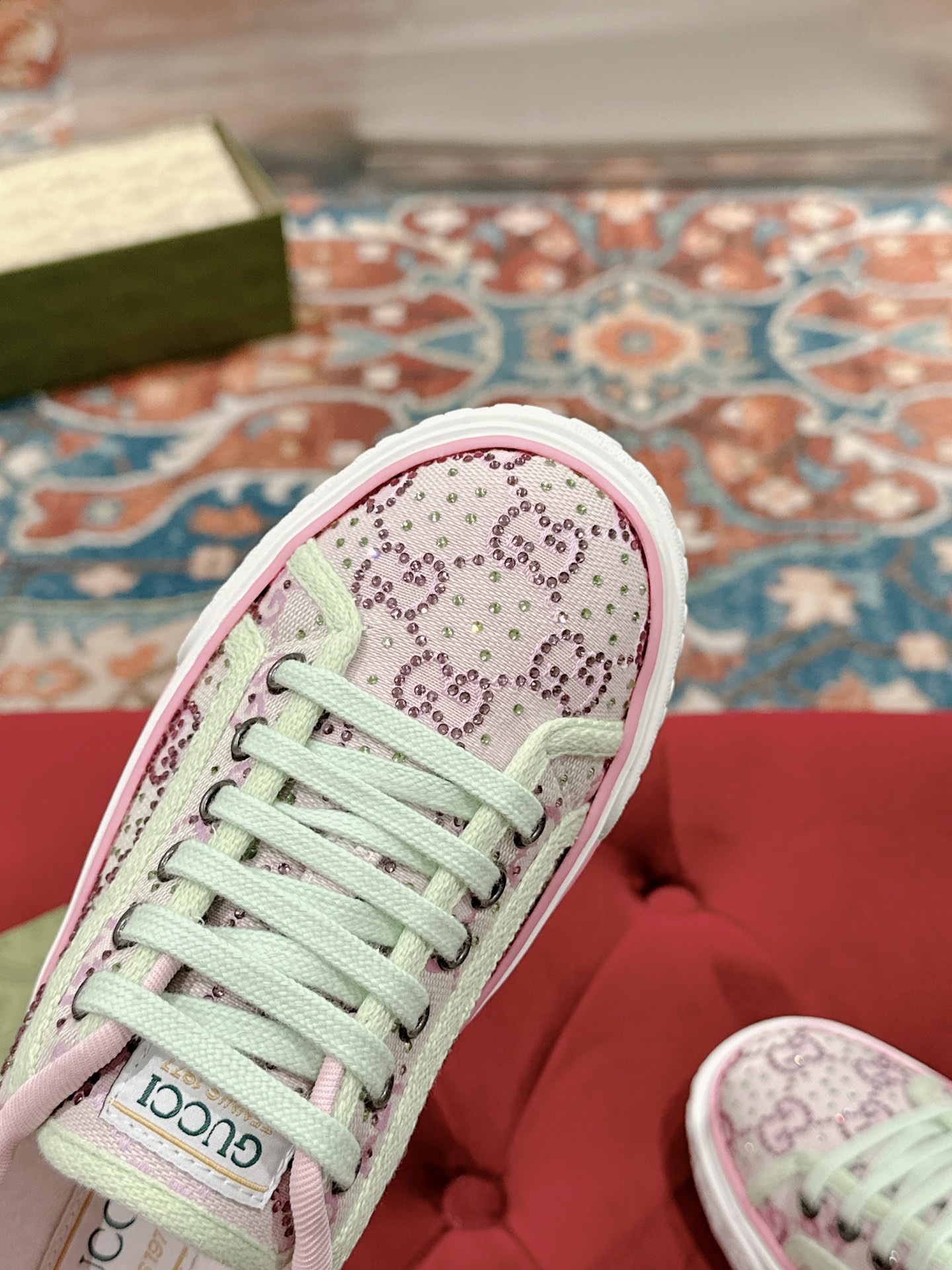 [TOP] GUCCI Tennis 1977 × Disney GG Canvas Shoes - Pink