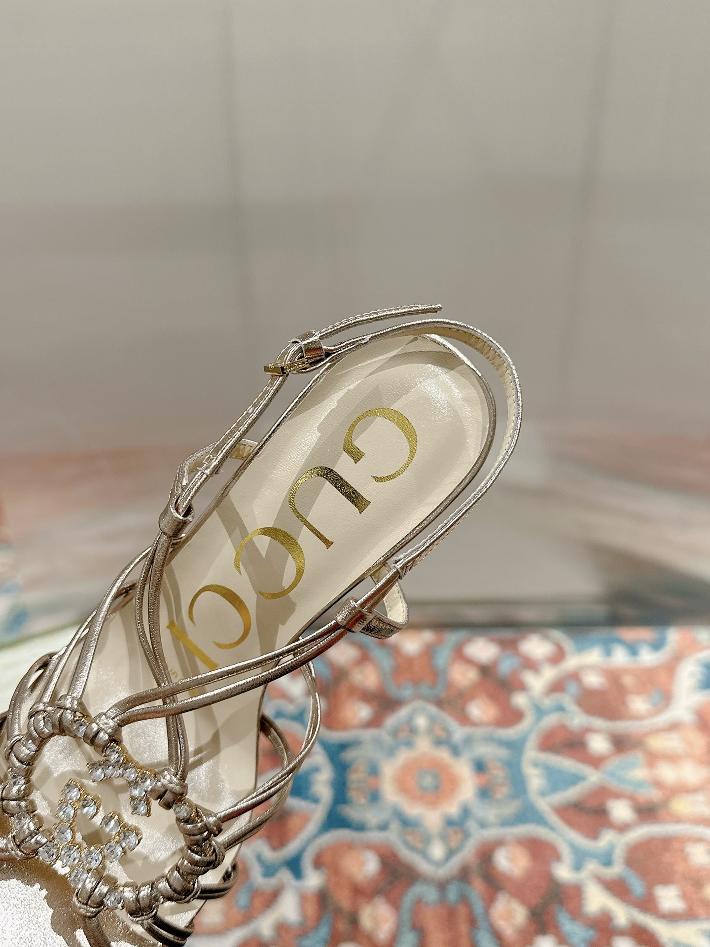 [TOP] GUCCI GG Crystal-embellished Pumps - Champagne