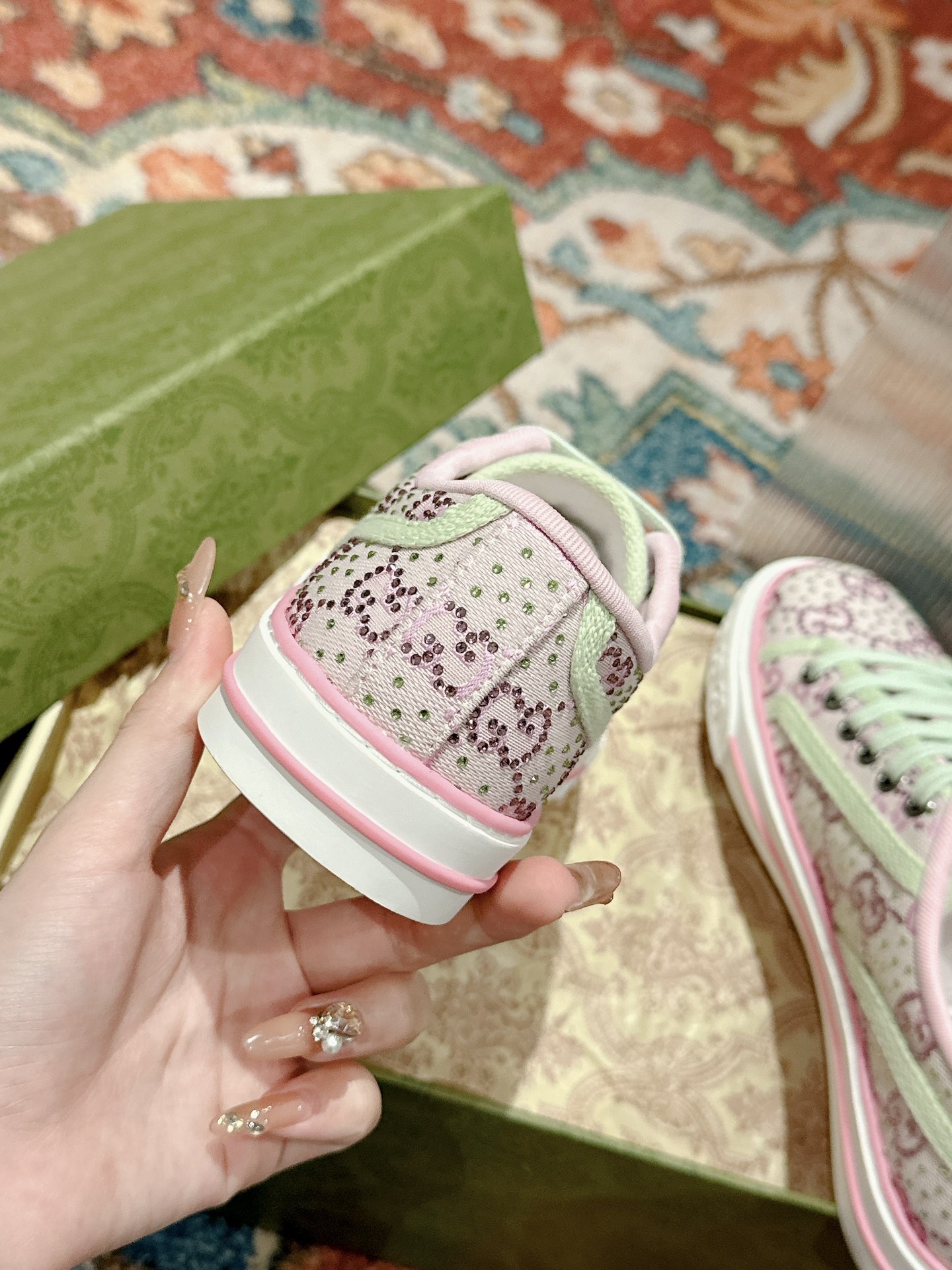 [TOP] GUCCI Tennis 1977 × Disney GG Canvas Shoes - Pink