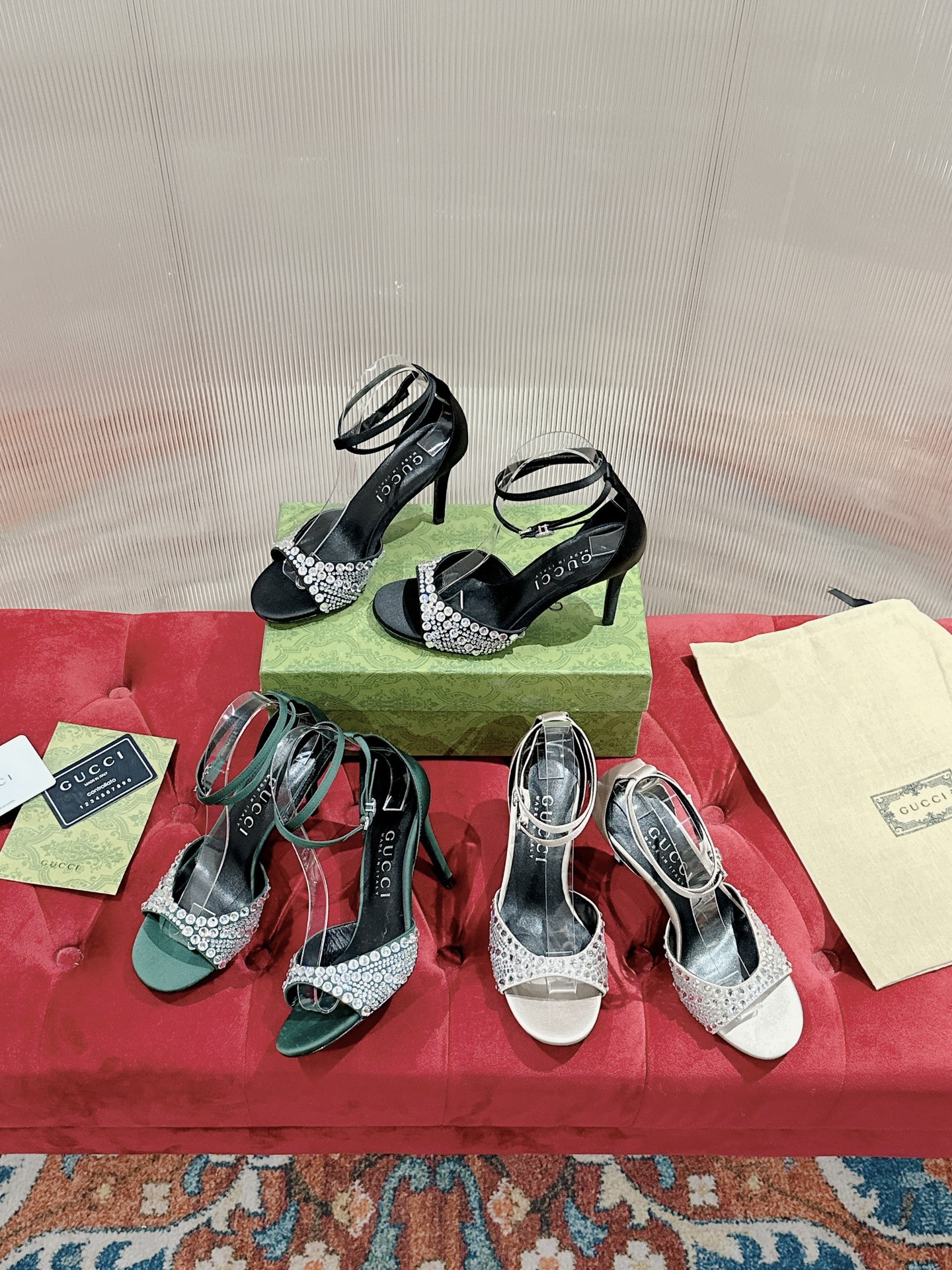 [TOP] GUCCI GG Crystal Buckle Stiletto Pumps - 3 Color