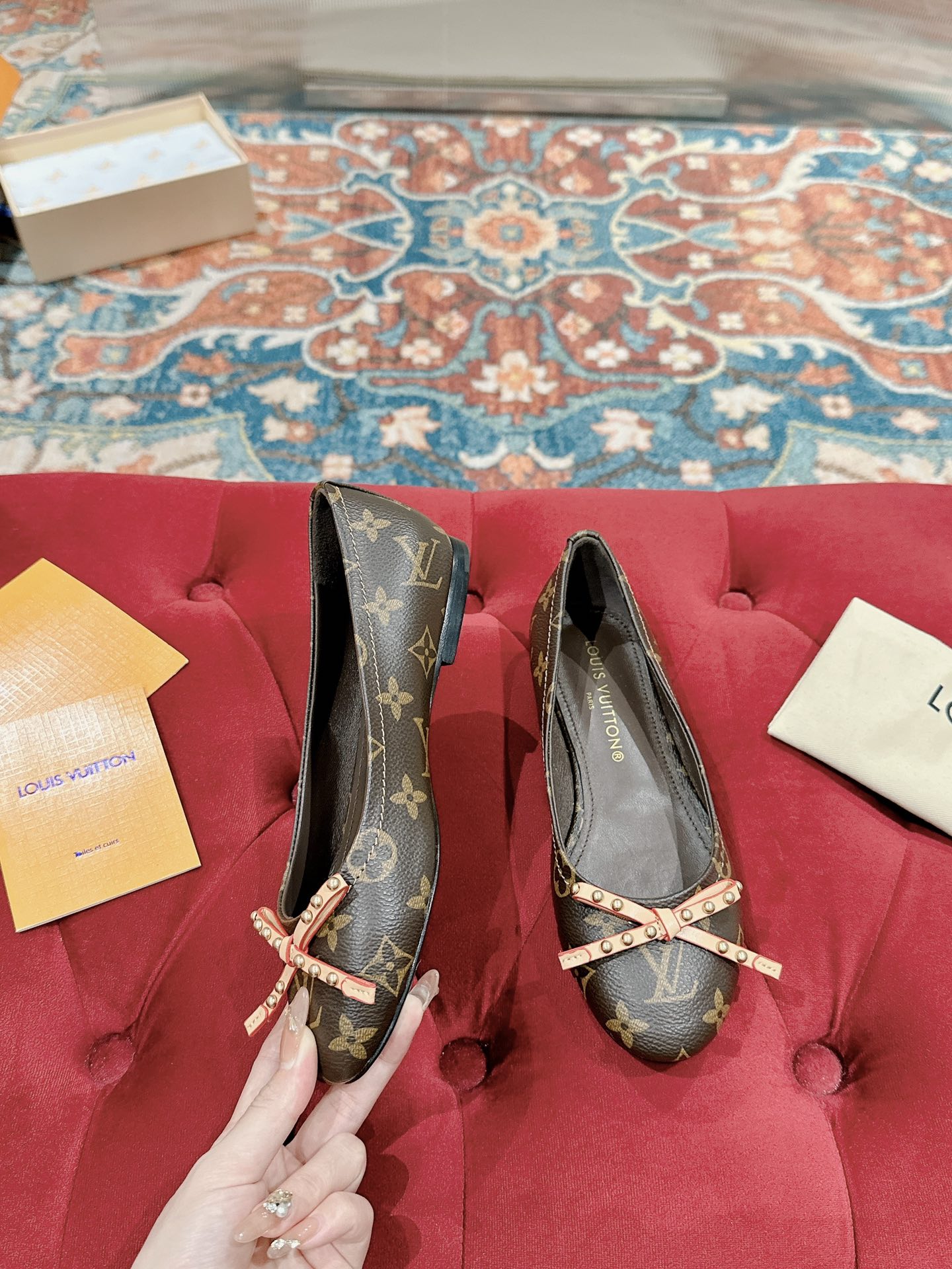 [TOP] Louis Vuitton LV Classic Denim Bow Tie Ballet Shoes - 4 Color