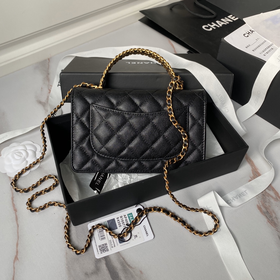 [TOP] CHANEL WOC Cowhide Top Handle Bag 19 cm - Black