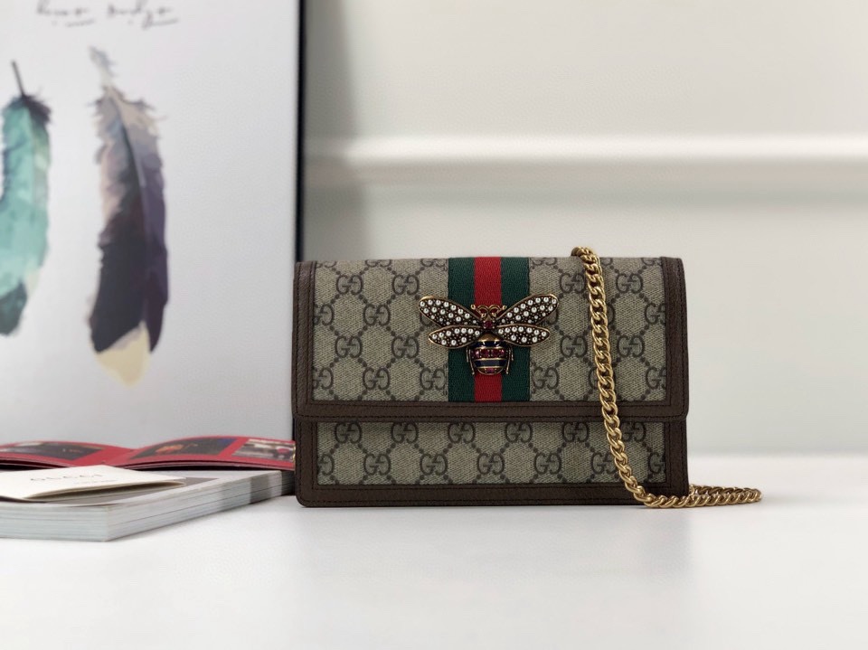 [TOP] GUCCI GG Supreme Monogram Chain Bag 20x12.5x4cm - 2 Color