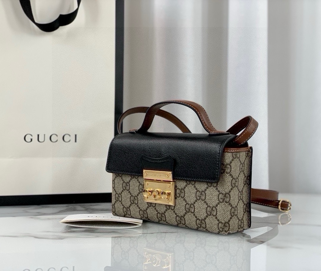 [TOP] GUCCI GG Padlock Bag 18x10x5cm - Black