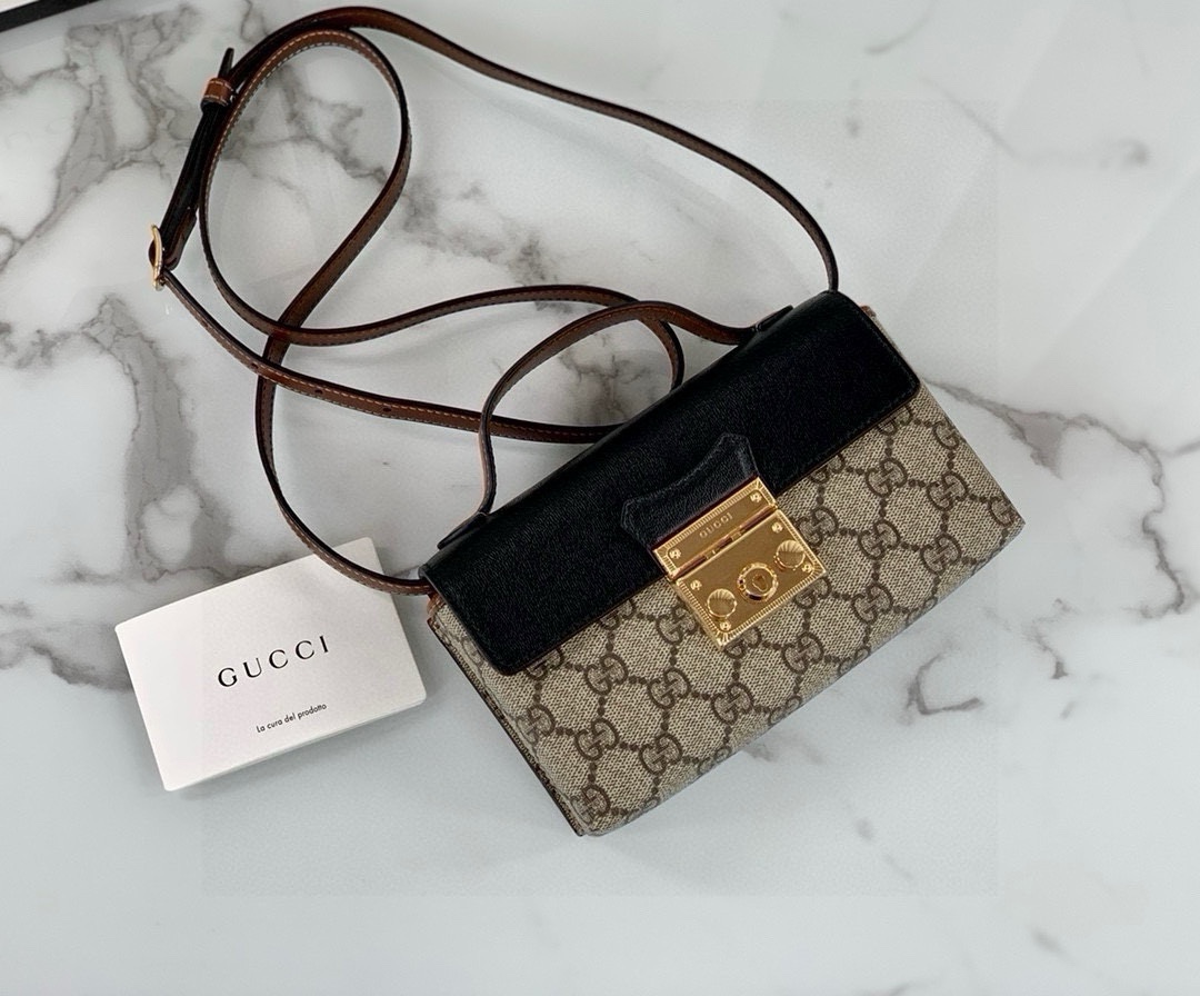 [TOP] GUCCI GG Padlock Bag 18x10x5cm - Black