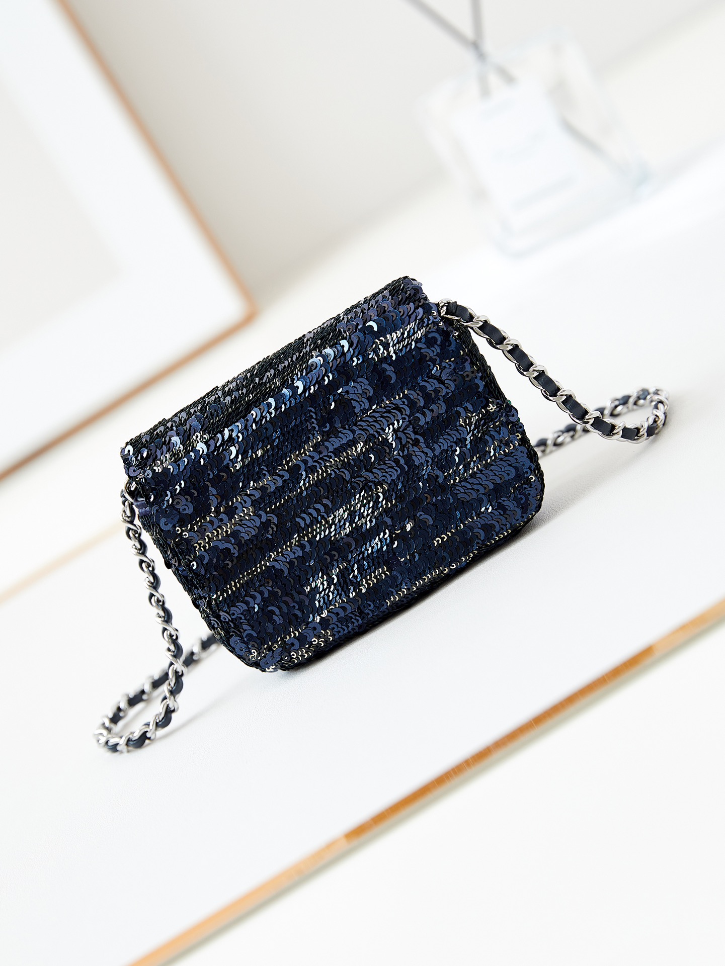 [TOP] CHANEL Flap Bag with Blue Letter Sequins 12cm